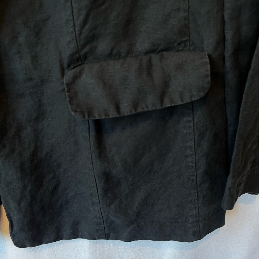 J Jill Linen blazer jacket M Single button Black Pockets Breathable Lightweight - Picture 7 of 8